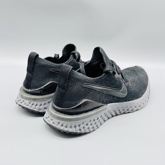 Nike Shoes Womens 6.5 Black Gray Epic React Flyknit 2 Running Athletic Sneakers - Picture 7 of 10